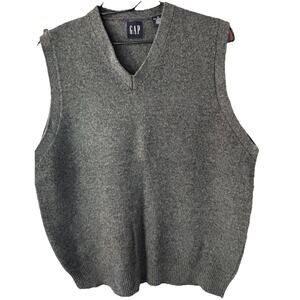 VTG Gap Men's Sweater Vest 100% Lambs Wool Gray 90's Y2K Old Money Closet Basic